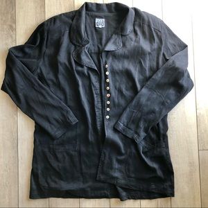 Johnny Was black button down top